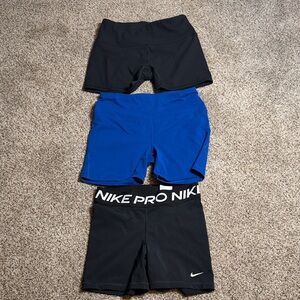 Nike Pro Black and Blue Shorts Trio